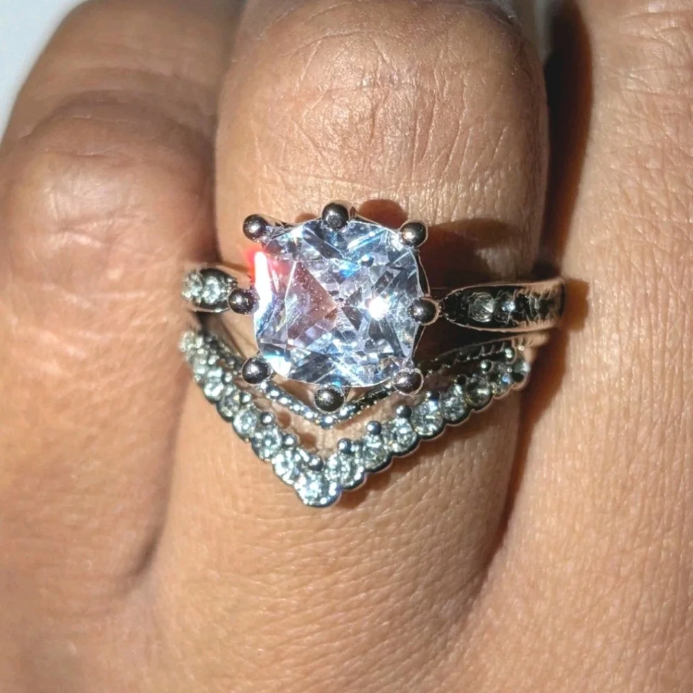 Elegant diamond bridal ring set sz 6